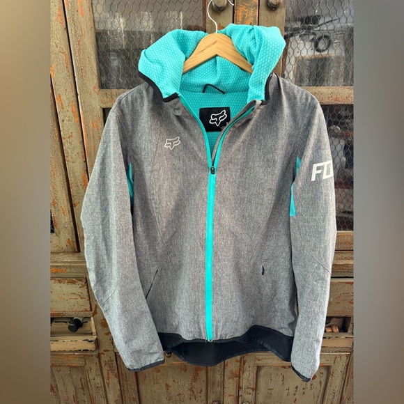 Fox Jackets & Blazers - Fox Teal and Gray Hooded Jacket
